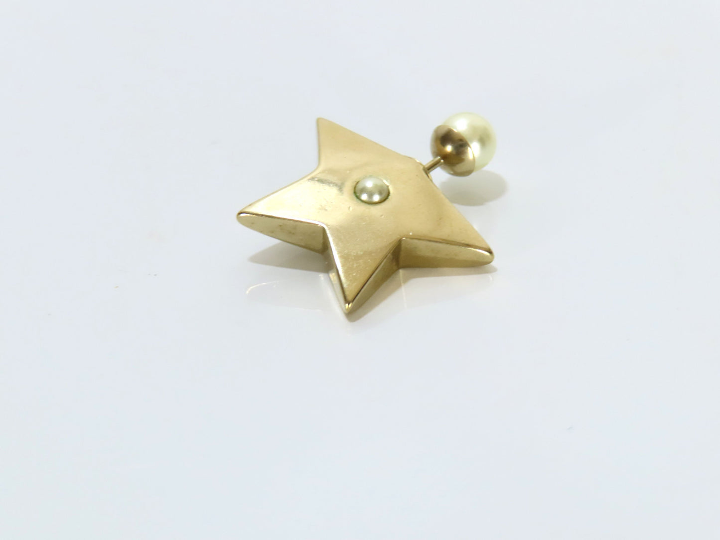 Dior Faux Pearl Star Earrings, Gold, Dust Bag