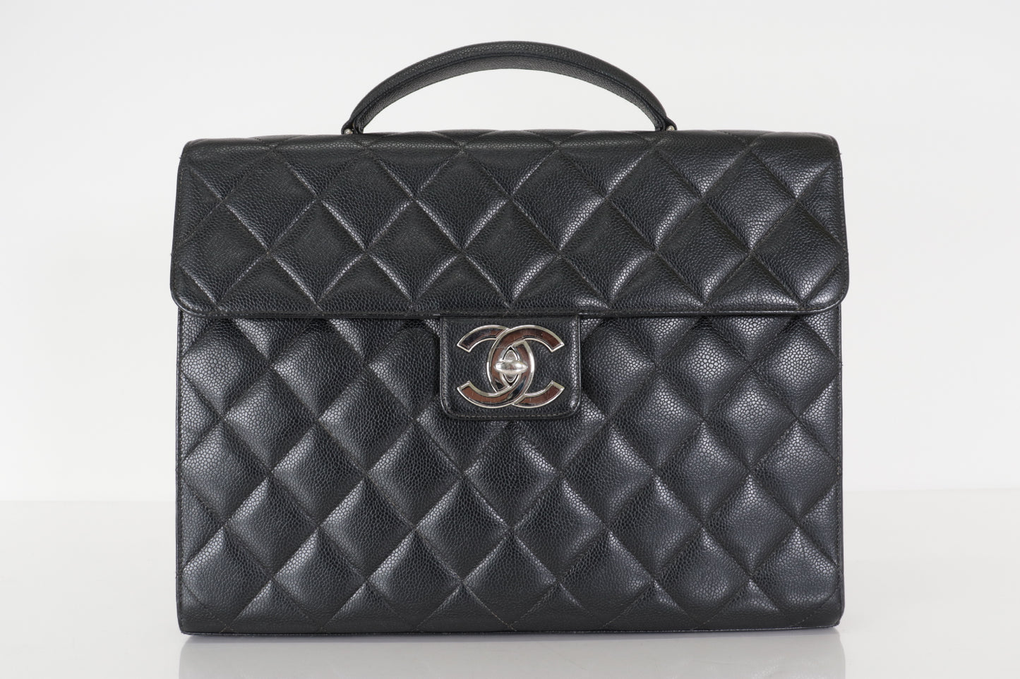 CHANEL Caviar Matelasse Business Bag, Silver Hardware, No. 5 Series