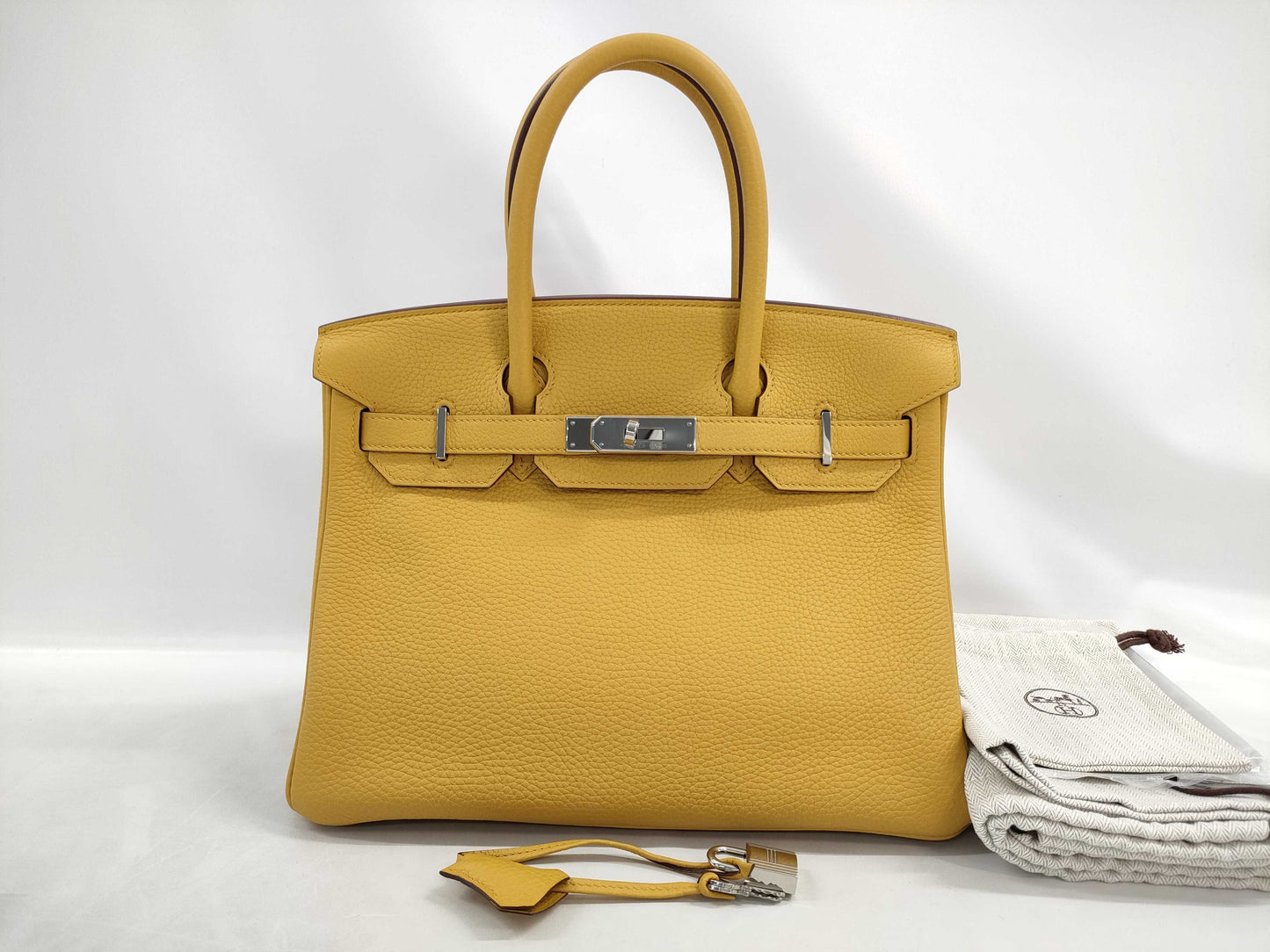 HERMES Birkin 30 Togo Jaune Ambre D engraved handbag