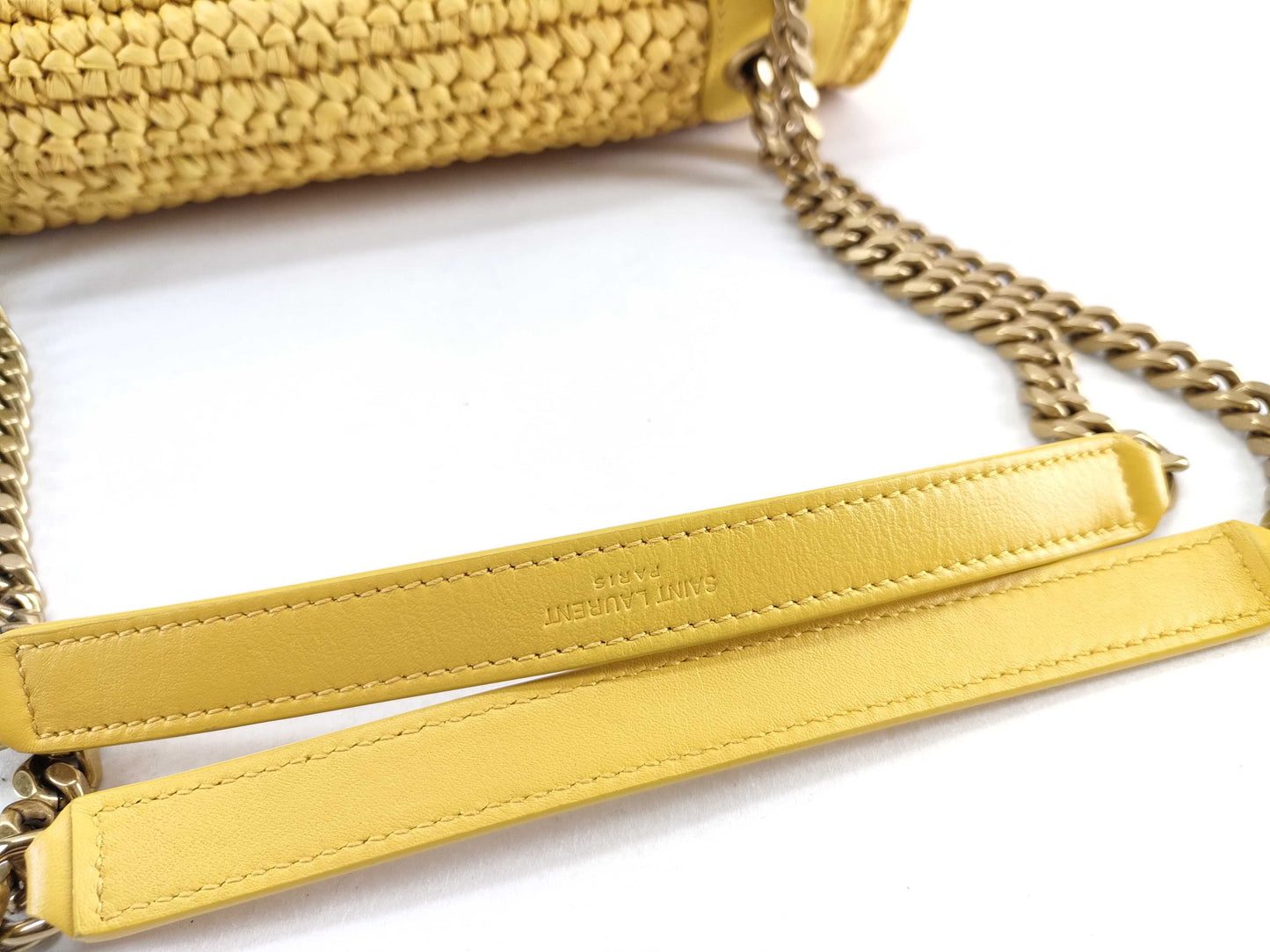 Yves Saint Laurent Unused Niki Chain Shoulder Bag in Raffia