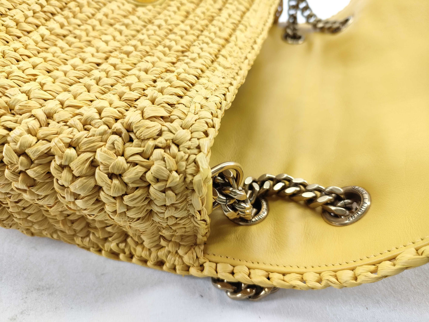 Yves Saint Laurent Unused Niki Chain Shoulder Bag in Raffia