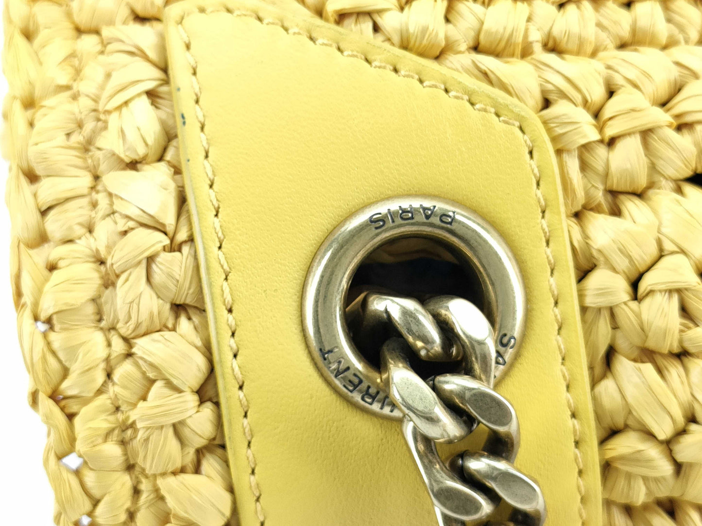 Yves Saint Laurent Unused Niki Chain Shoulder Bag in Raffia