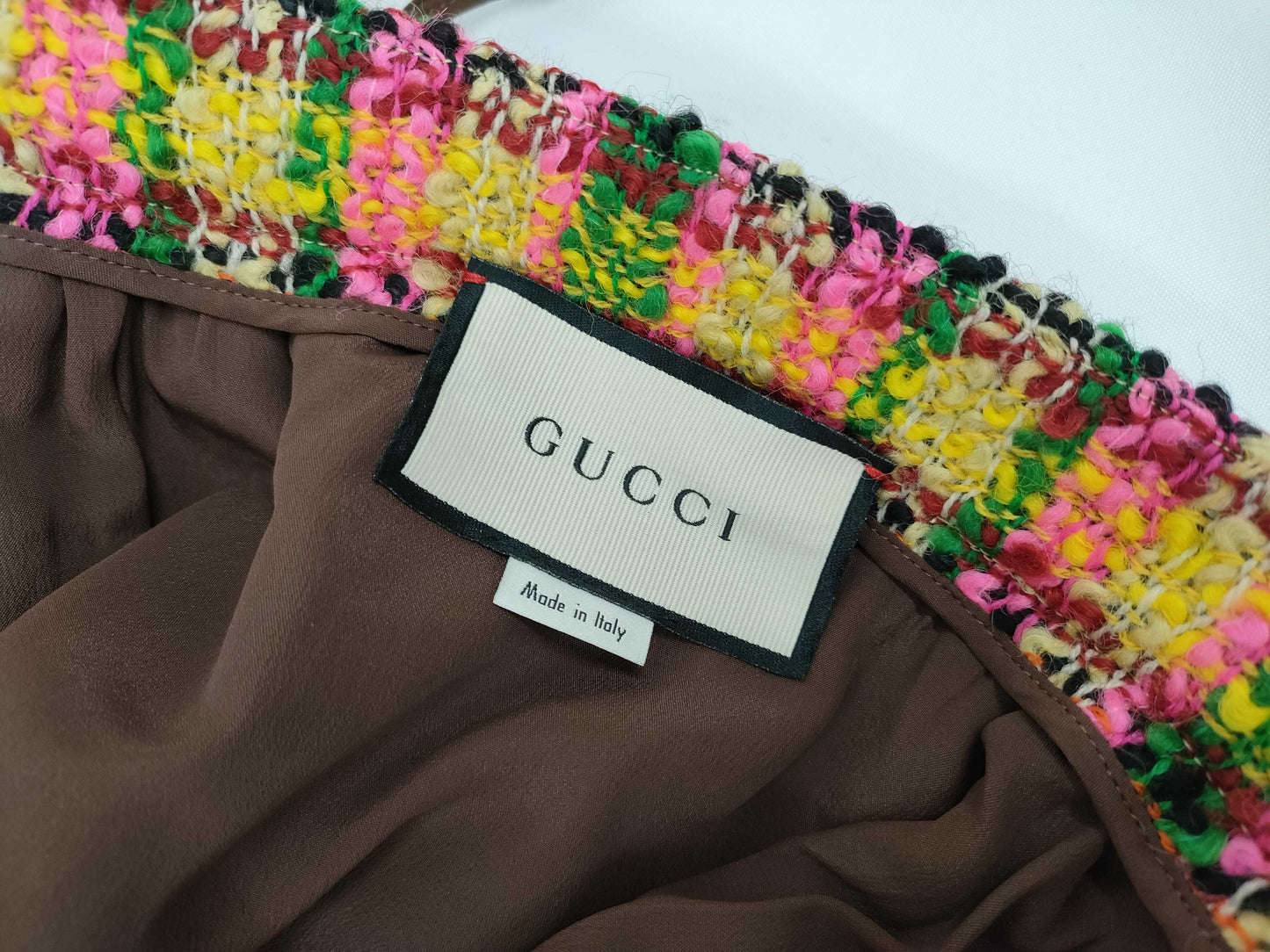 GUCCI Tweed Skirt with Lion Buttons, Size 38