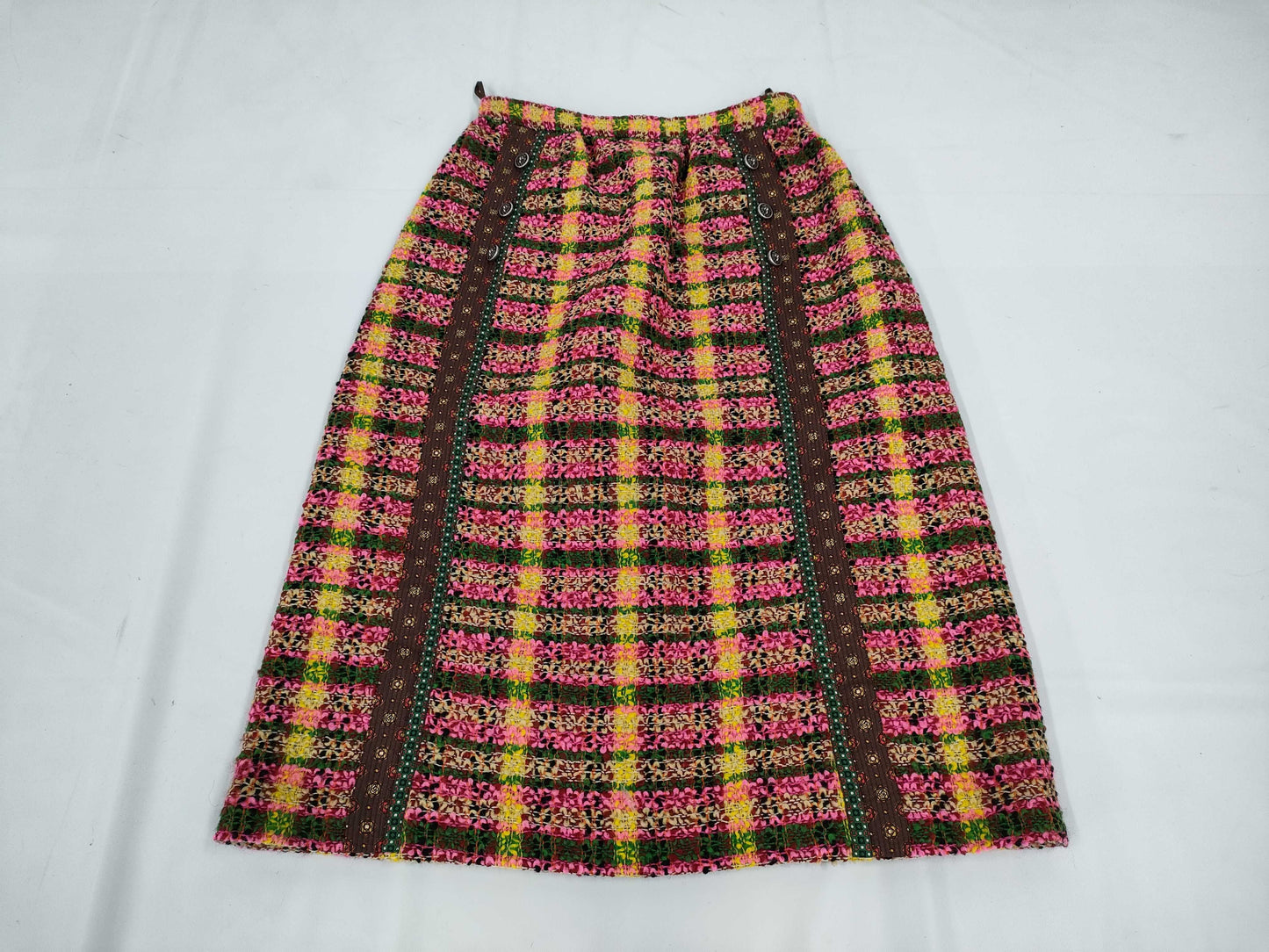 GUCCI Tweed Skirt with Lion Buttons, Size 38