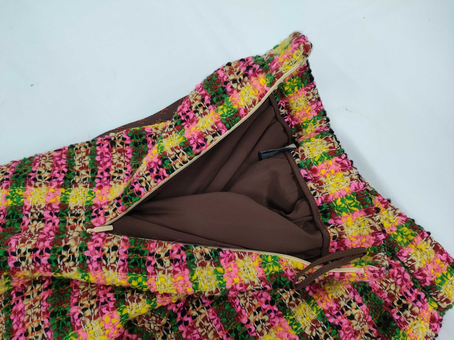 GUCCI Tweed Skirt with Lion Buttons, Size 38