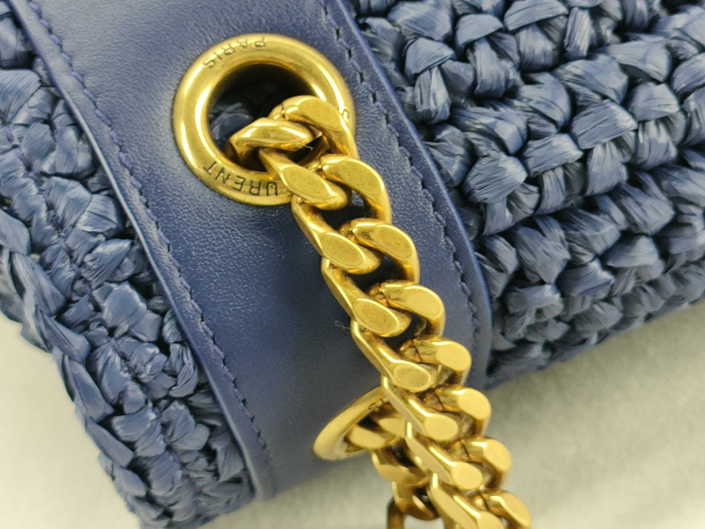 Yves Saint Laurent Unused Niki Chain Shoulder Bag in Raffia