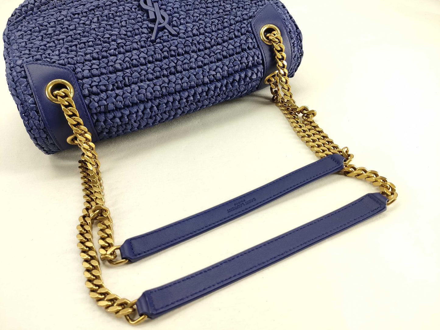 Yves Saint Laurent Unused Niki Chain Shoulder Bag in Raffia