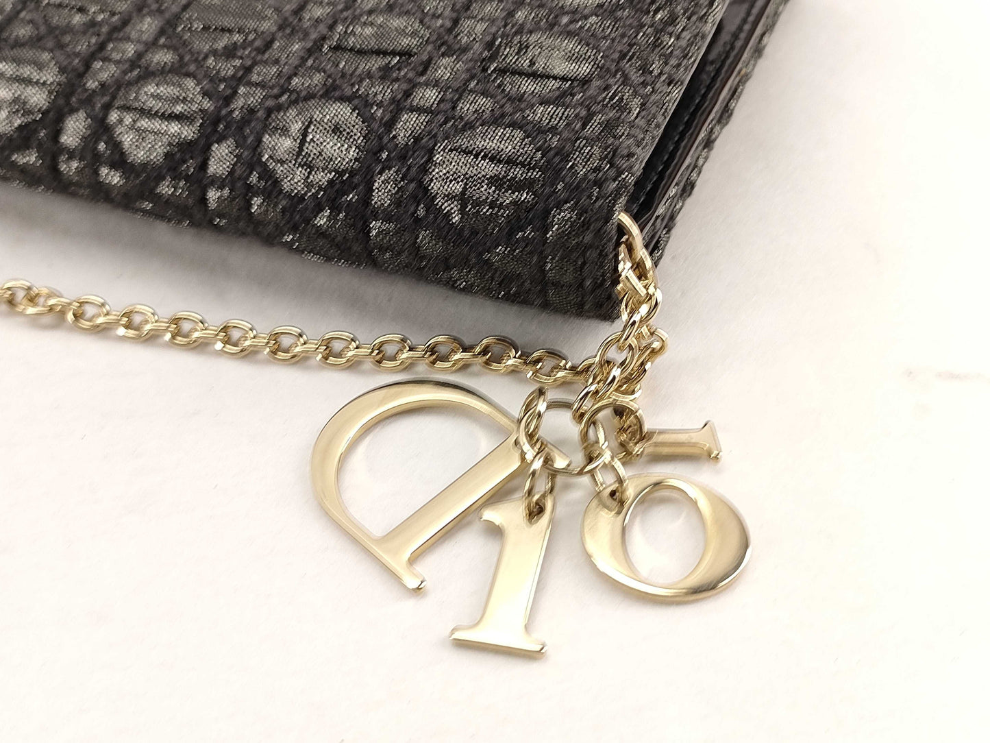 Dior Trotter Cannage Chain Shoulder Bag in Black