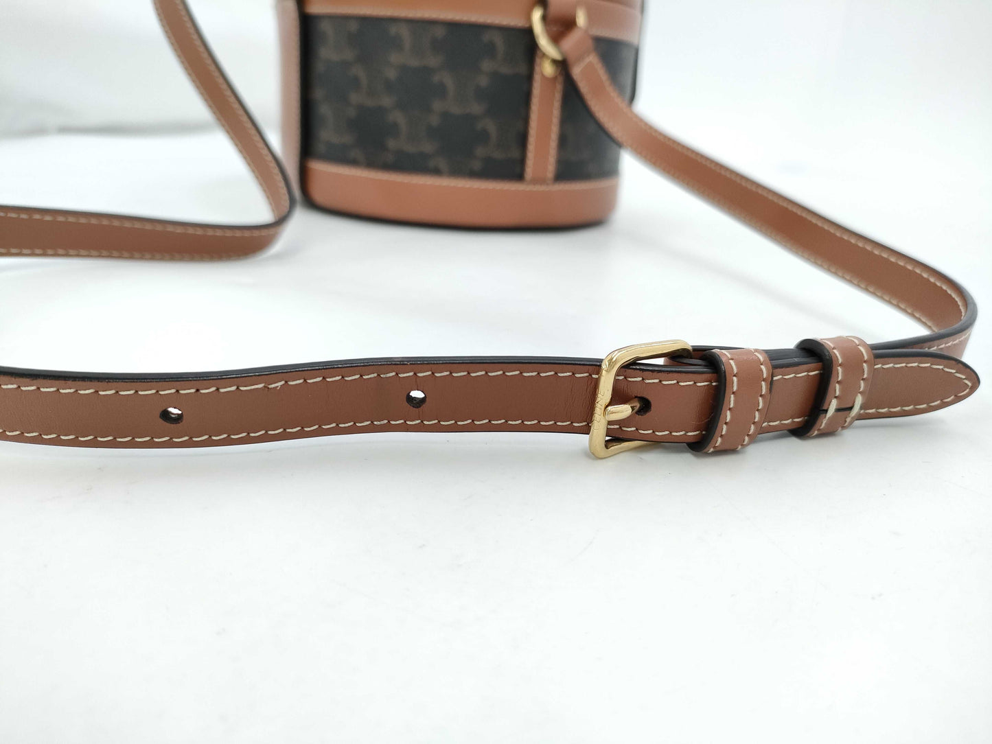 CELINE Triomphe Tambour Vanity PVC/Leather Vanity Bag with Gold Hardware