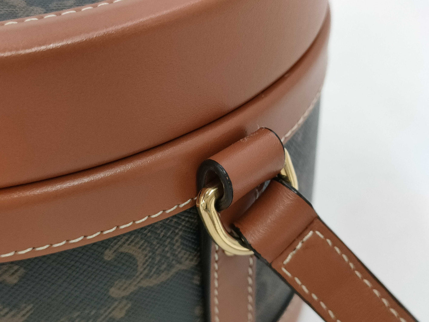 CELINE Triomphe Tambour Vanity PVC/Leather Vanity Bag with Gold Hardware