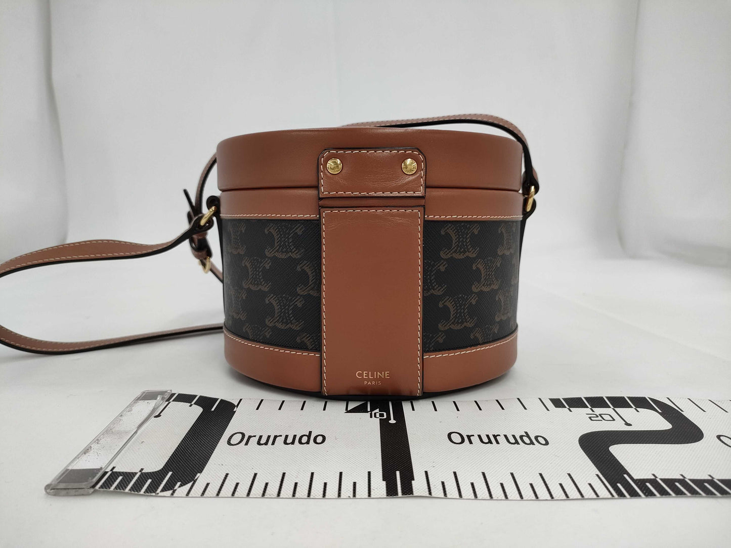 CELINE Triomphe Tambour Vanity PVC/Leather Vanity Bag with Gold Hardware