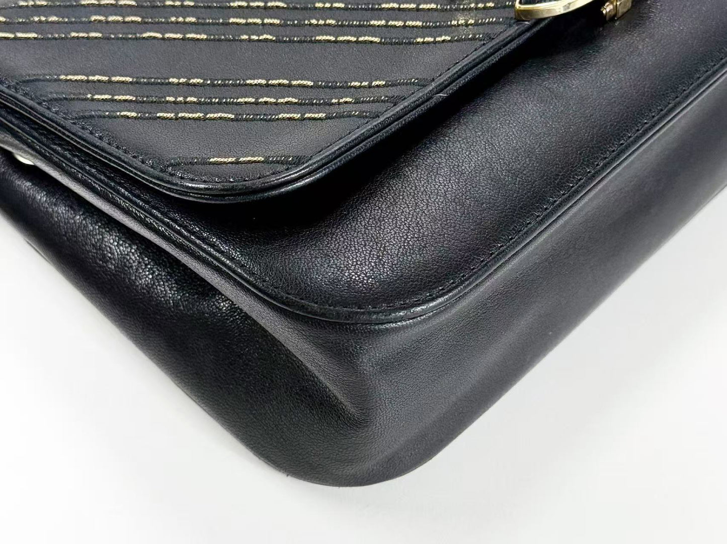 CHANEL Black Chevron Coco Lock Shoulder Bag, W25cm, Approx. 24 Series, Gold Hardware, Dust Bag and Sticker Included, 24718863