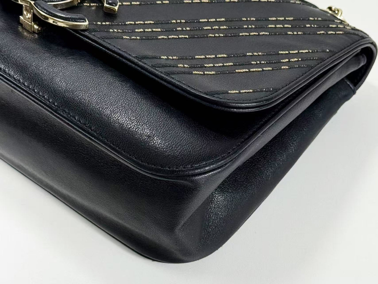 CHANEL Black Chevron Coco Lock Shoulder Bag, W25cm, Approx. 24 Series, Gold Hardware, Dust Bag and Sticker Included, 24718863