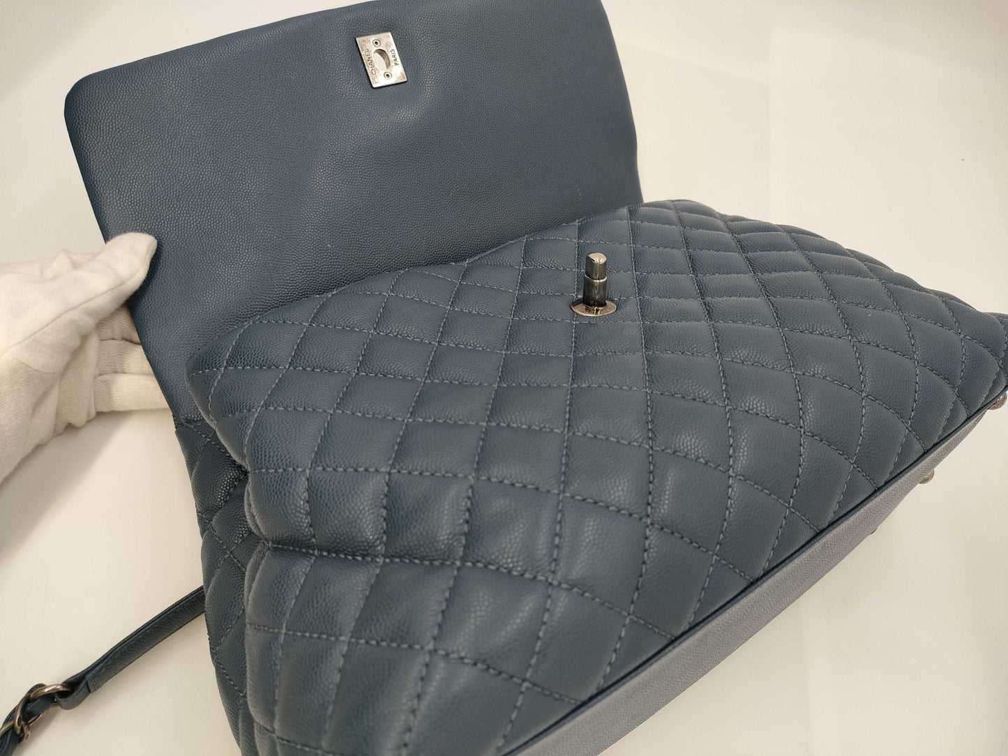 CHANEL Matelasse 2-way Chain Shoulder Bag with Caviar Skin