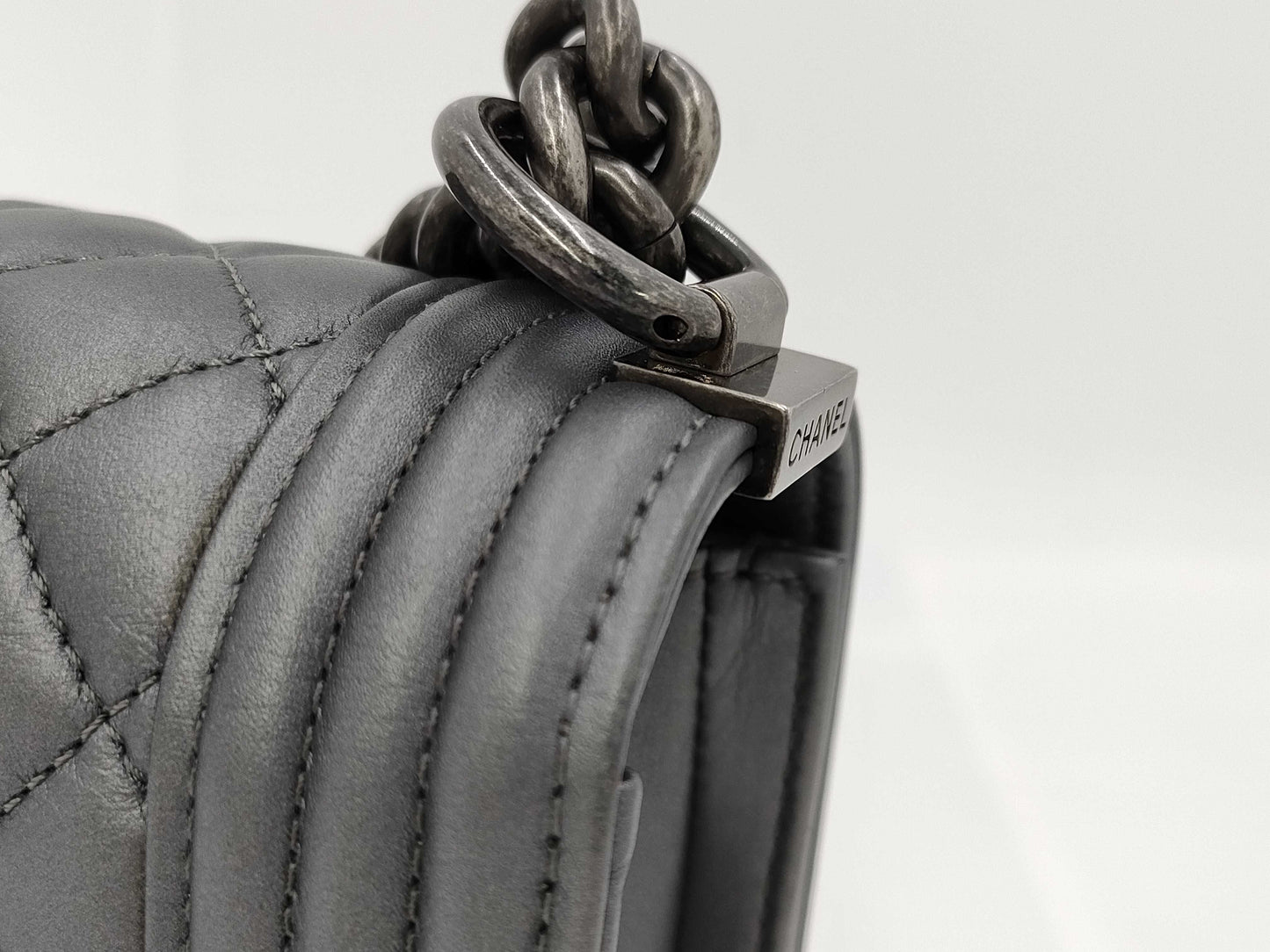 CHANEL Boy Chanel Chain Shoulder Bag in Silver