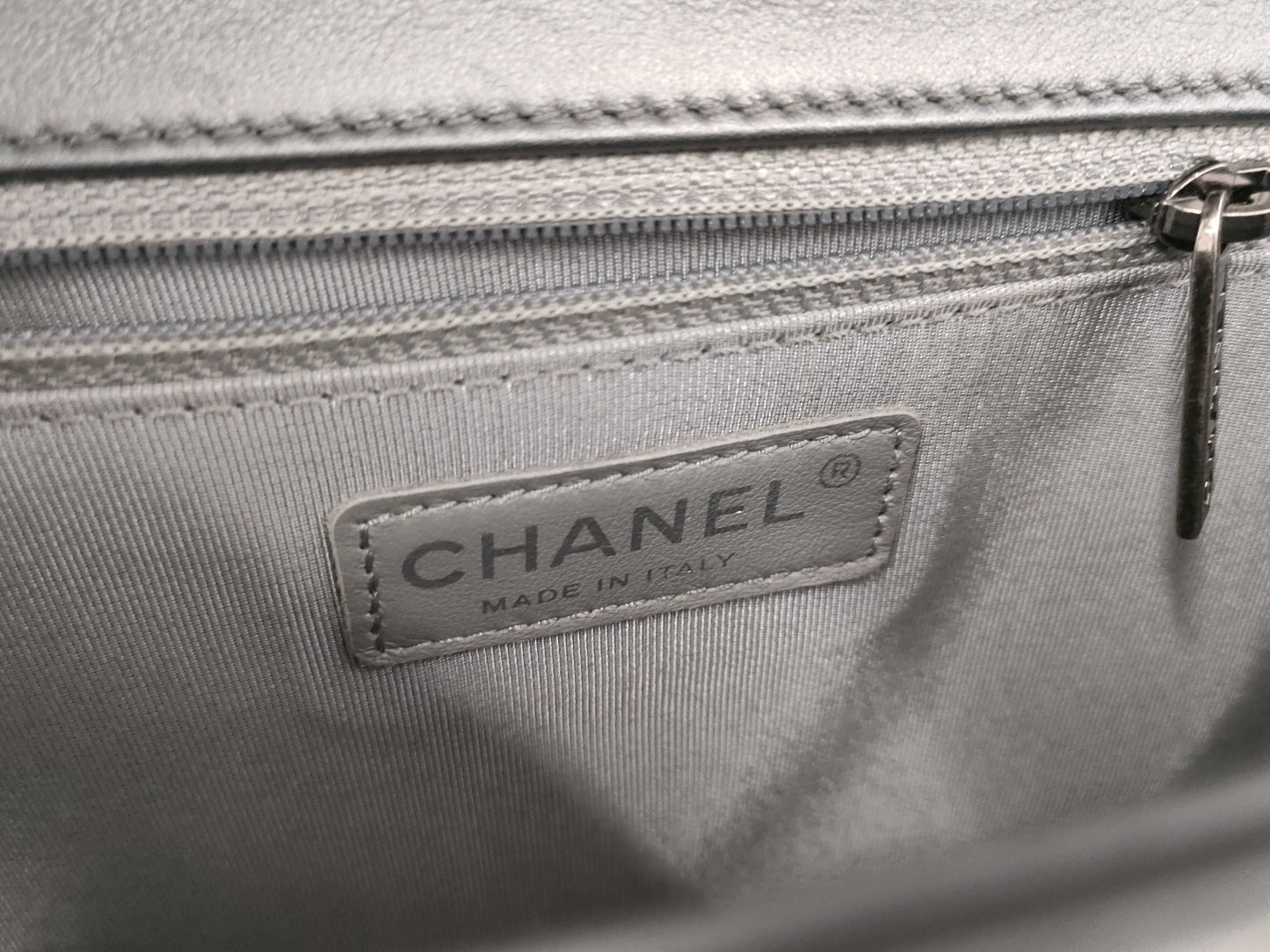 CHANEL Boy Chanel Chain Shoulder Bag in Silver