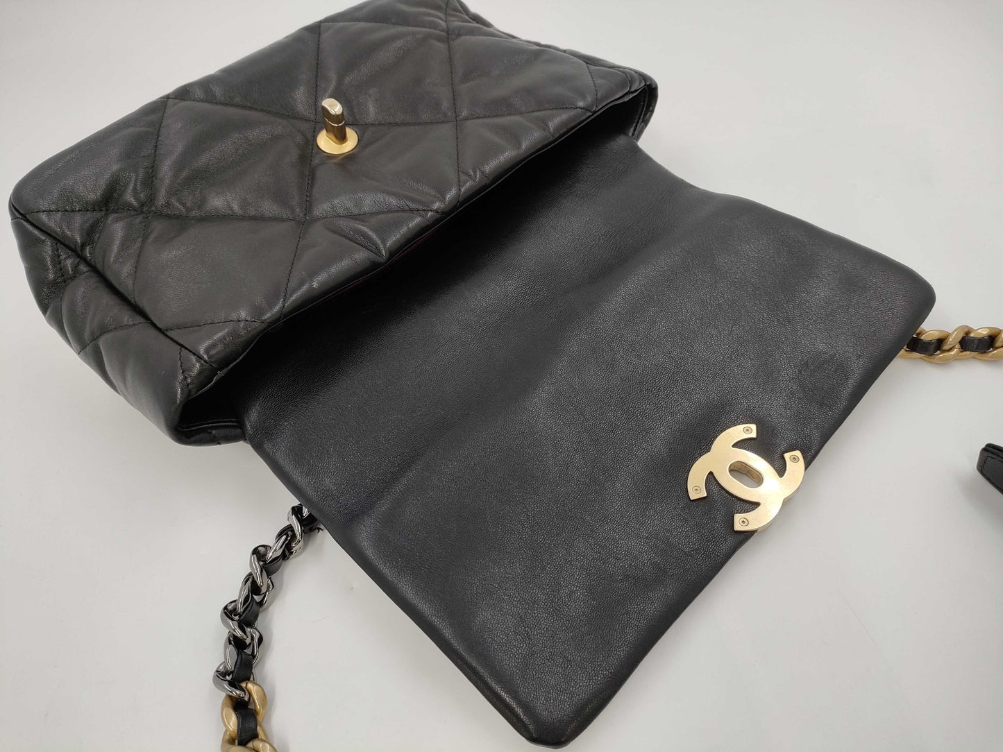 CHANEL Gunmetal Chain Shoulder Bag