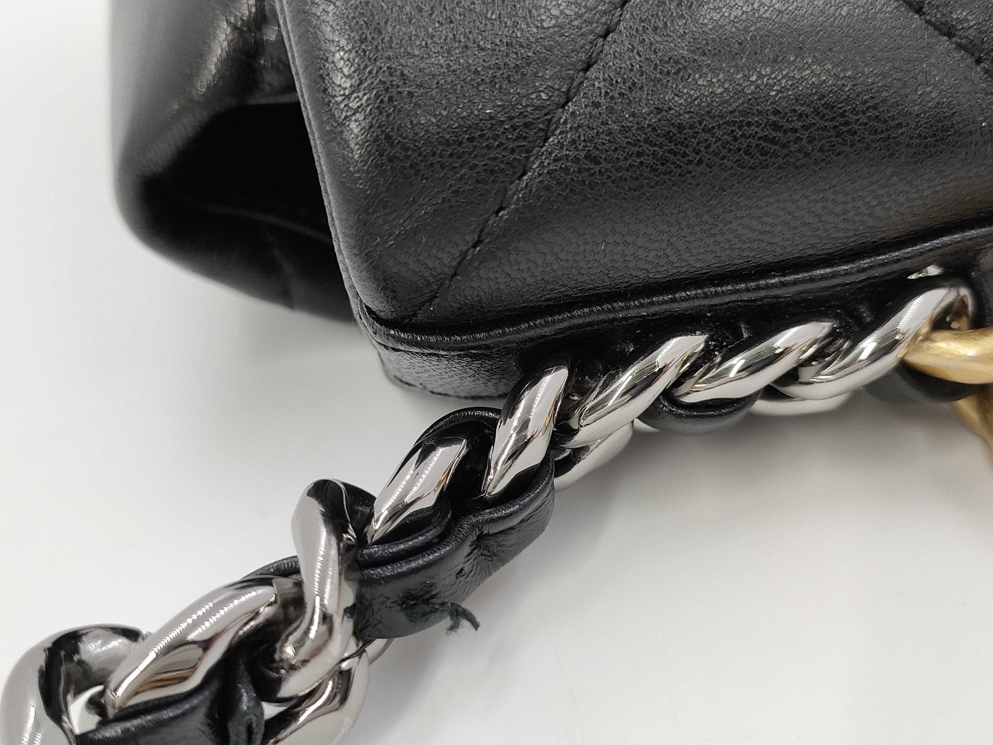 CHANEL Gunmetal Chain Shoulder Bag
