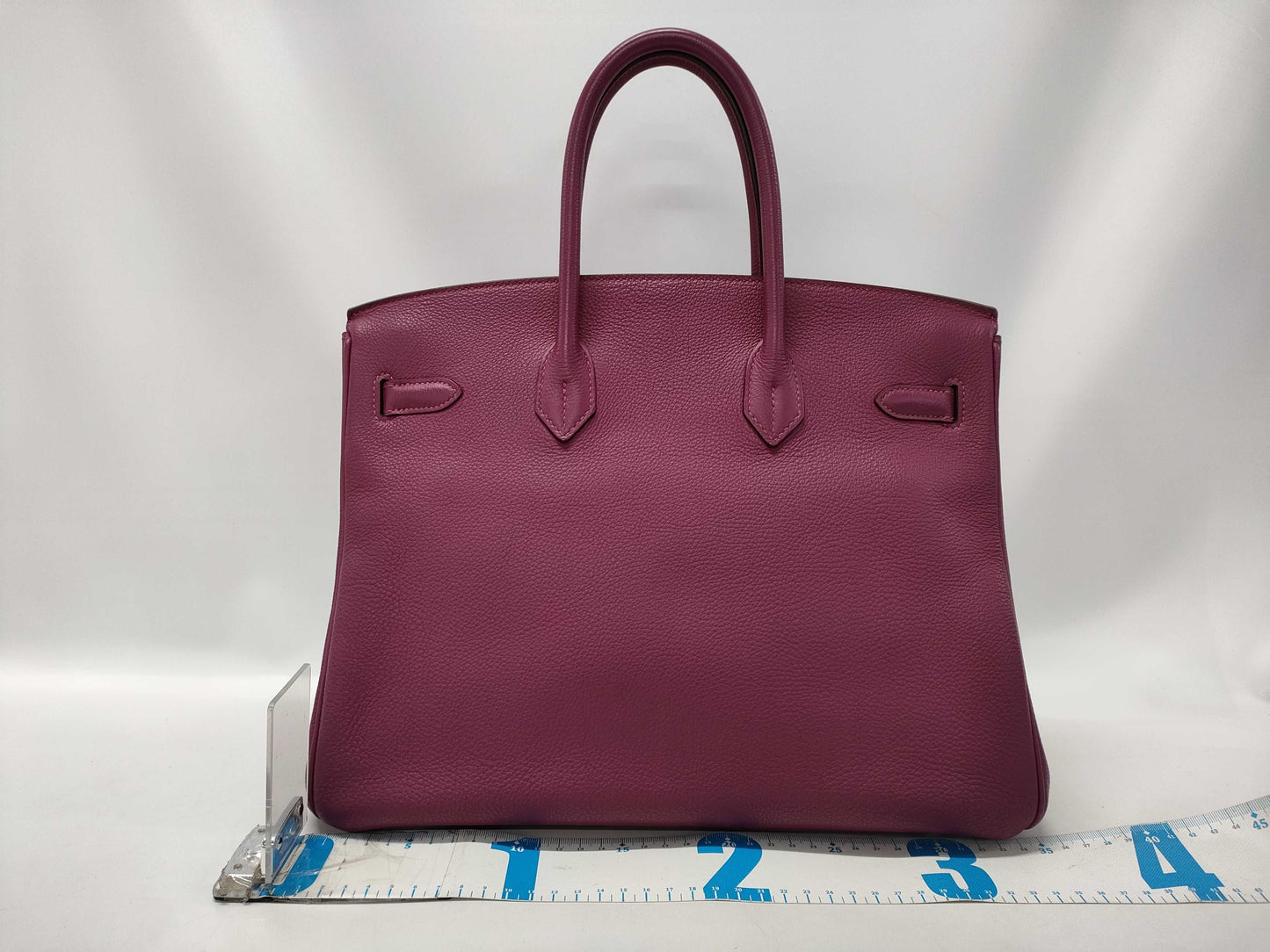 HERMES Birkin 35 Tosca Handbag with Silver Hardware and Togo O Stamp