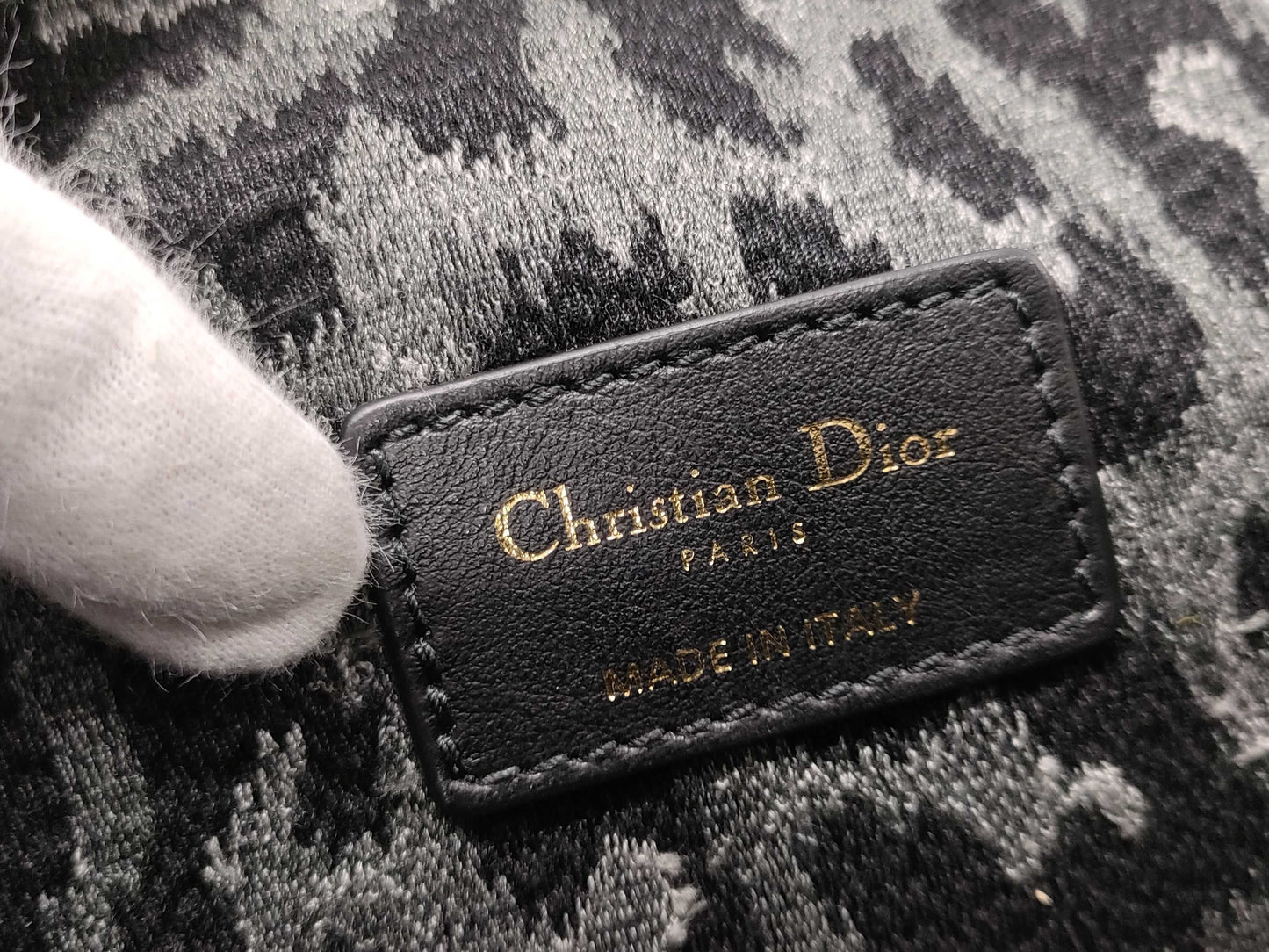Dior Caro Leopard Print Gray Black Gold Hardware Velvet Canvas Shoulder Bag