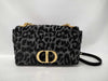 Dior Caro Leopard Print Gray Black Gold Hardware Velvet Canvas Shoulder Bag