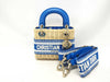 Dior Lady Dior 2-Way Handbag Mini Blue with Gold Hardware and Wicker