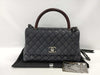 CHANEL CHANEL Coco Handle 29 2-way handbag/shoulder bag, navy blue with silver hardware and caviar leather, 21530063 handbag