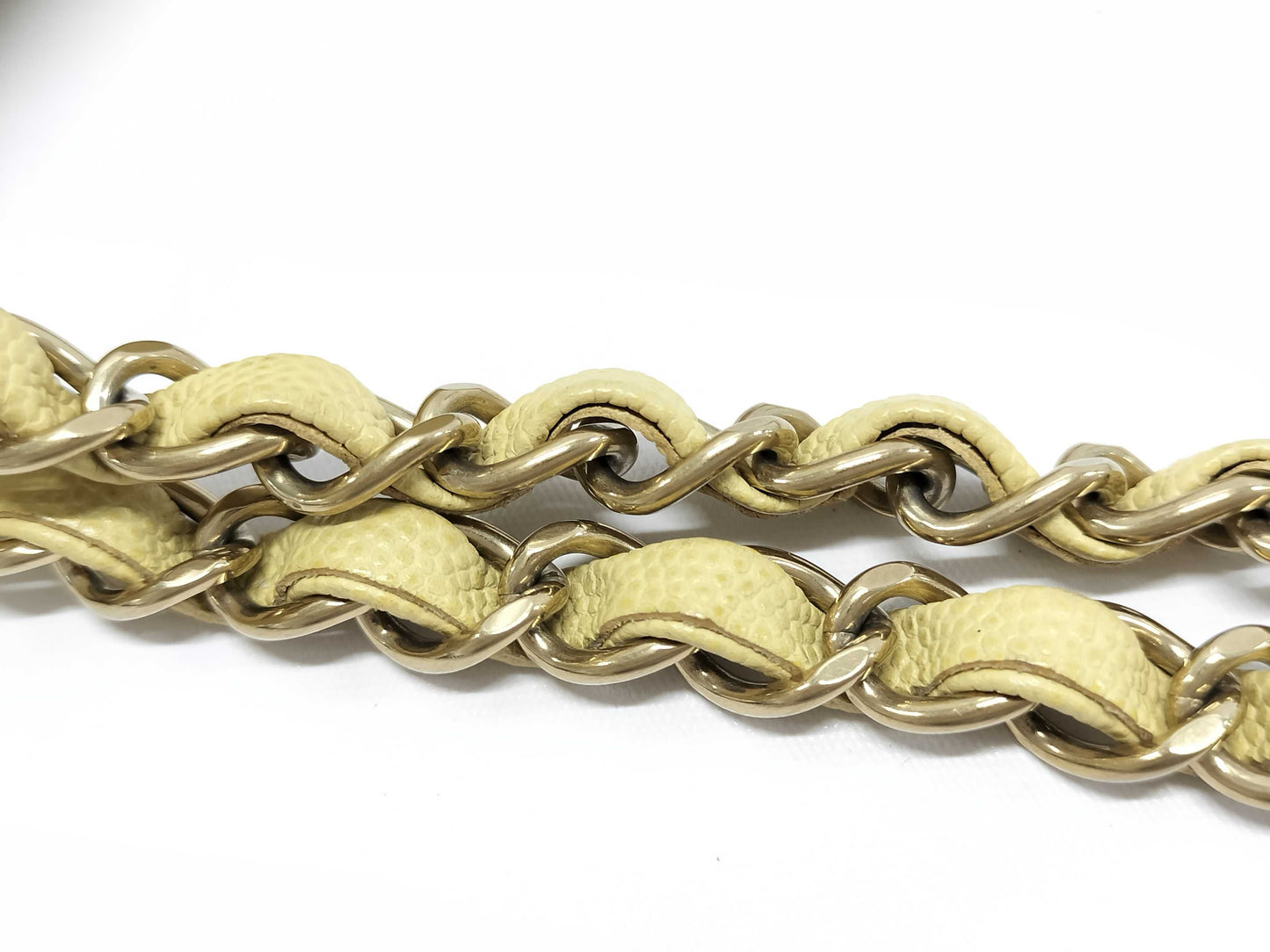 CHANEL Matelasse Chain Shoulder Bag with Double Flap, Beige, Gold Hardware, and Caviar Leather, K339854C