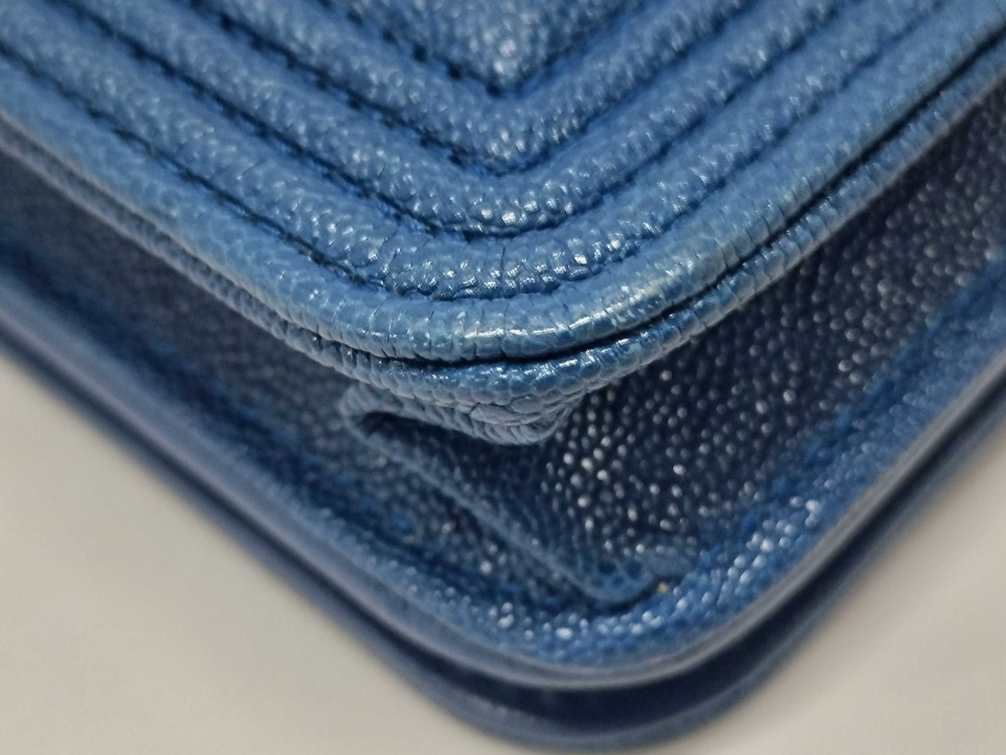 CHANEL Boy Chanel Chain Wallet AP1117 Blue with Silver Hardware and Caviar Leather 29954245 Shoulder Bag