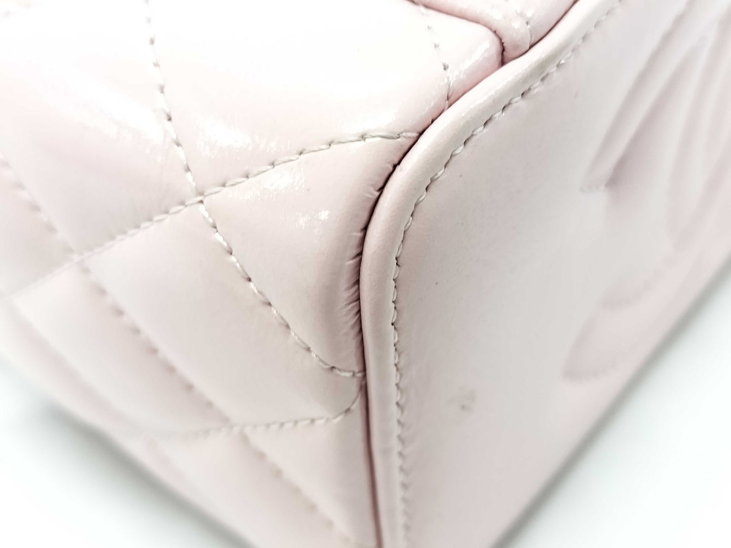 CHANEL 2-Way Vanity Chain Shoulder Bag with Double Zipper, Pink Gold Hardware, Patent Leather, C66HH63H