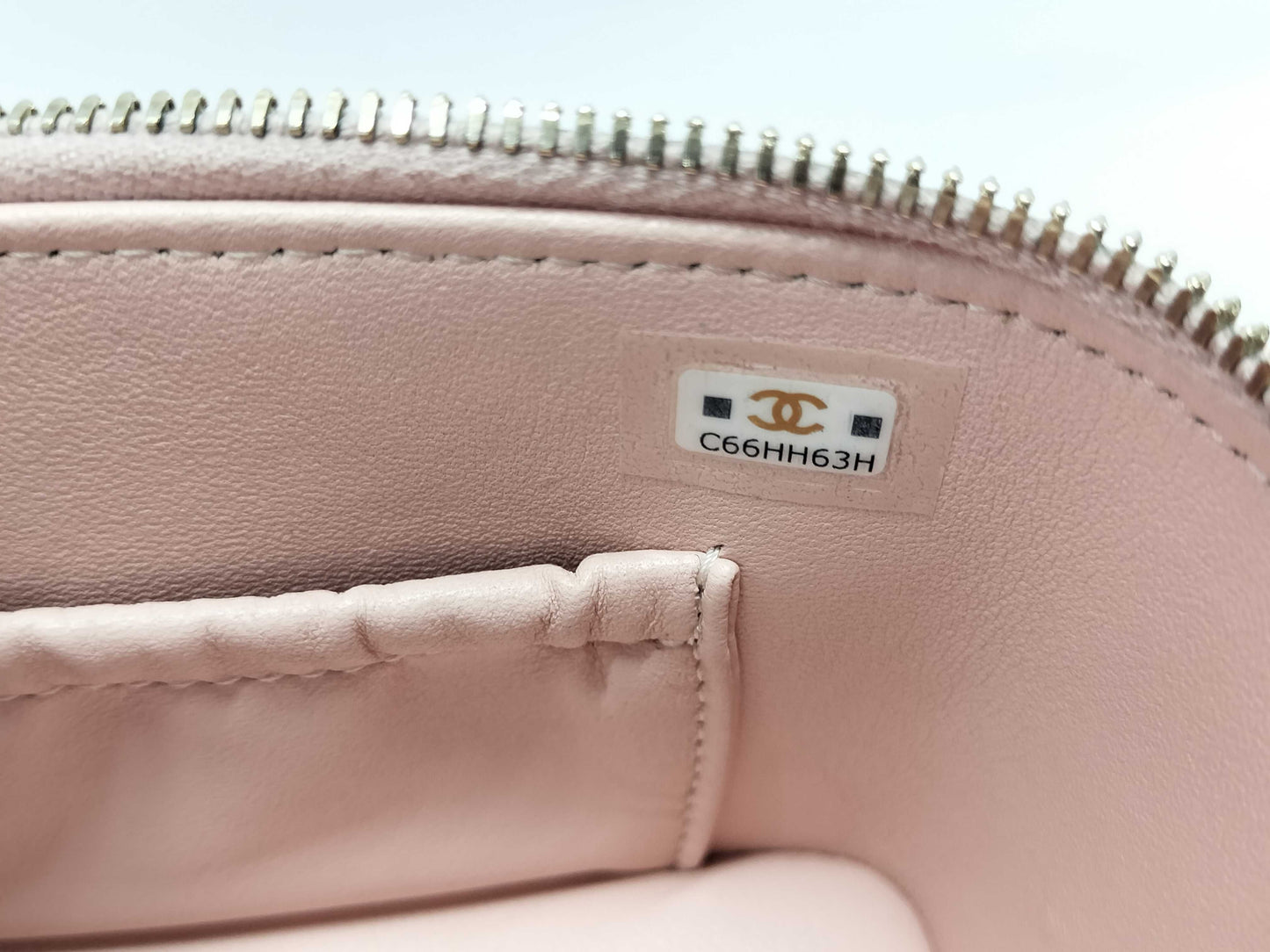 CHANEL 2-Way Vanity Chain Shoulder Bag with Double Zipper, Pink Gold Hardware, Patent Leather, C66HH63H