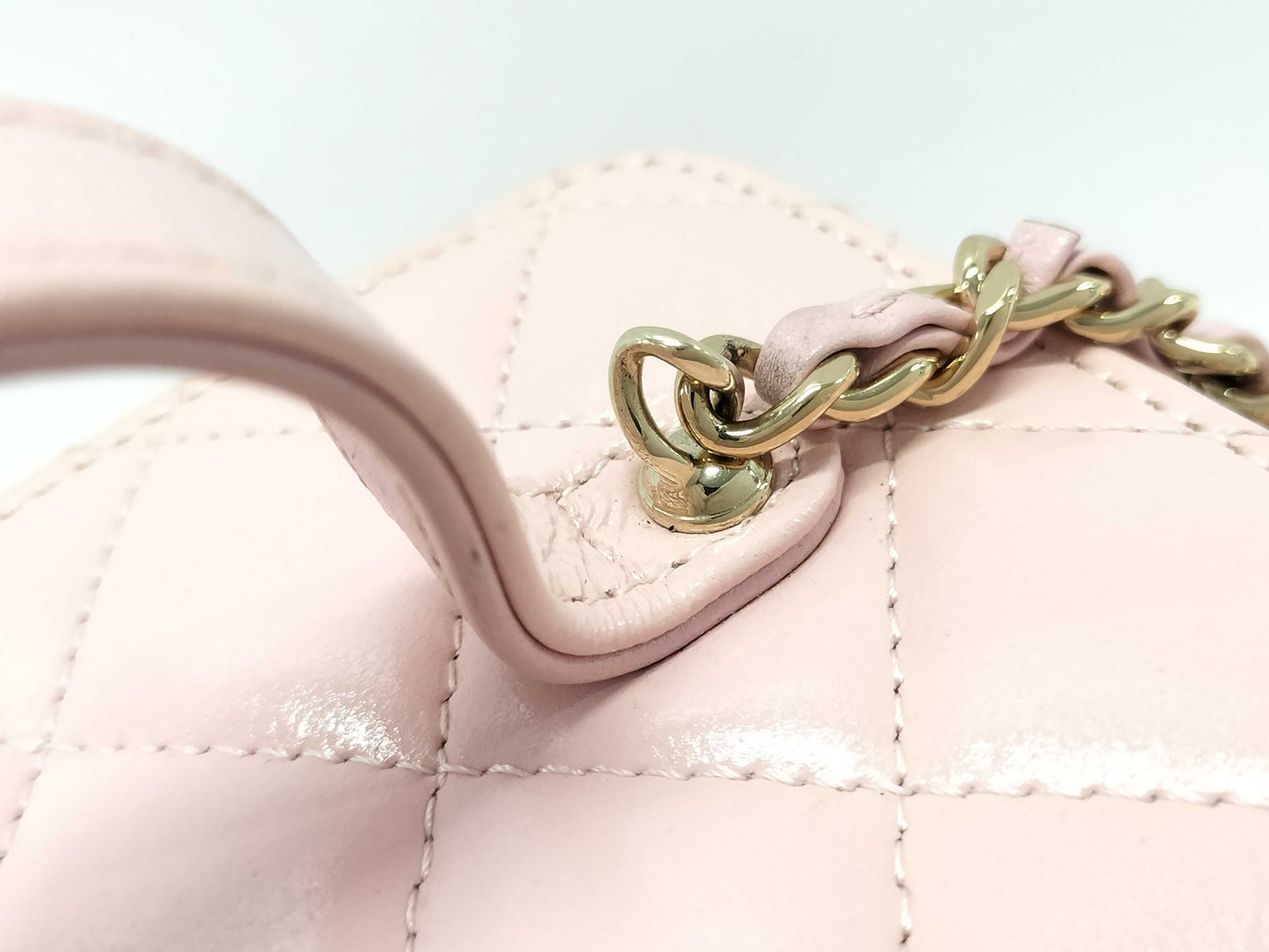 CHANEL 2-Way Vanity Chain Shoulder Bag with Double Zipper, Pink Gold Hardware, Patent Leather, C66HH63H