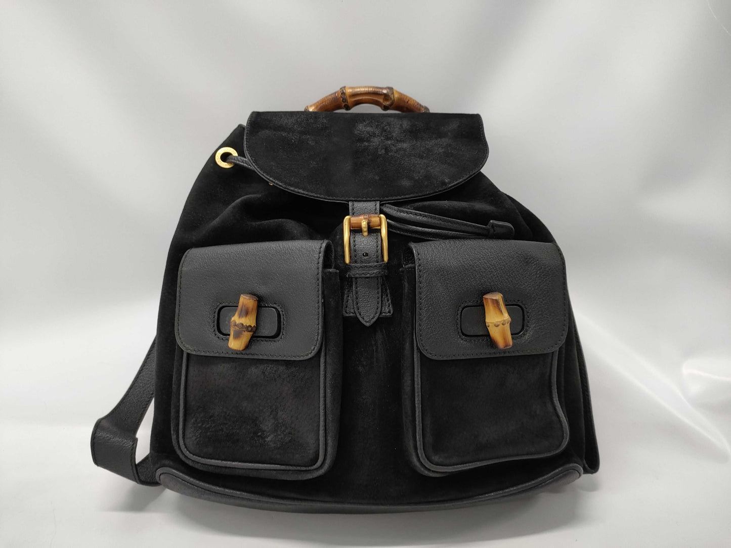 GUCCI Suede Bamboo Black Backpack