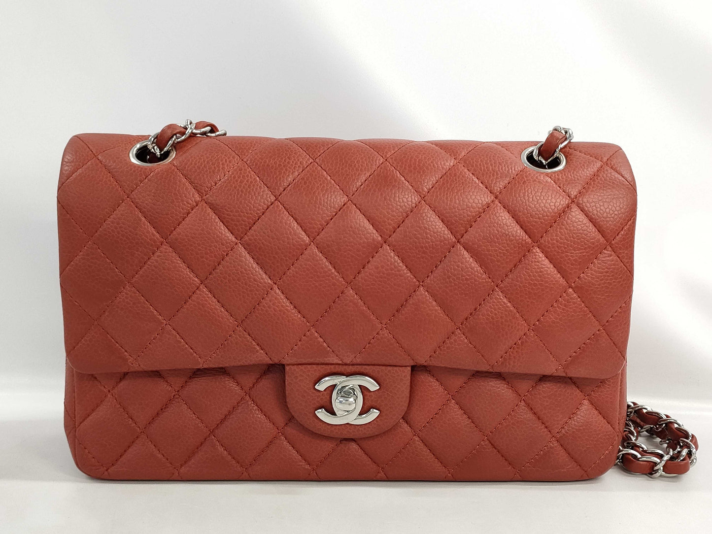CHANEL Matelasse 25 Turnlock Double Chain Double Flap Red Shoulder Bag