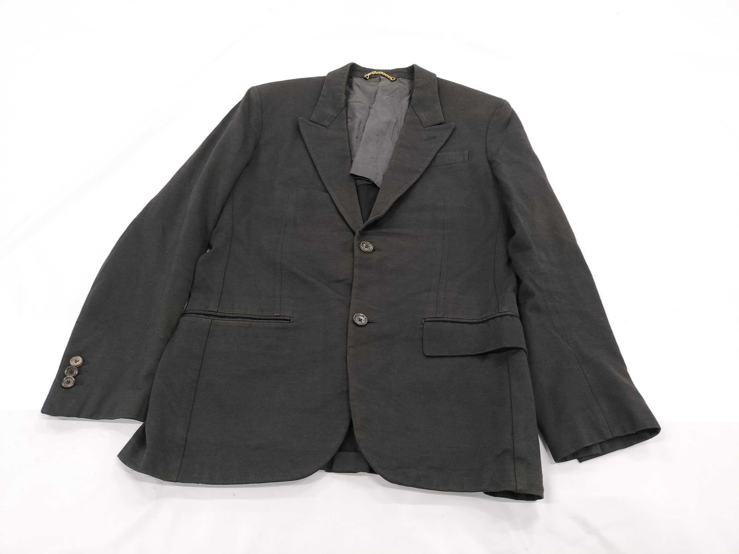 LOUIS VUITTON 2015SS Tailored Jacket, Single Breasted, Cotton, Unlined Back, Side Vents, Size 48, Black, RM151F