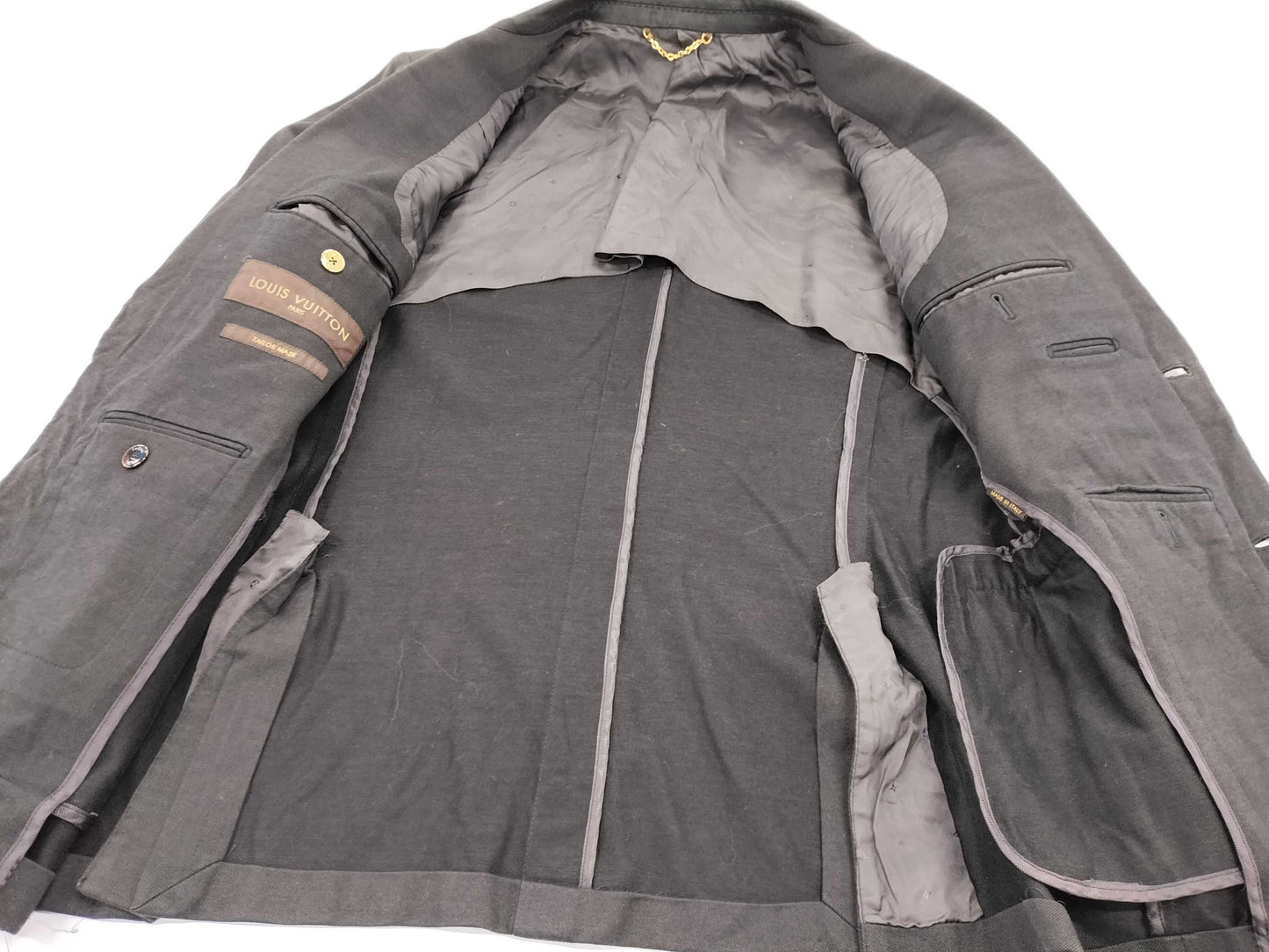 LOUIS VUITTON 2015SS Tailored Jacket, Single Breasted, Cotton, Unlined Back, Side Vents, Size 48, Black, RM151F