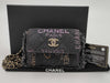 CHANEL CHANEL Mini Matelasse Denim Chain Shoulder Bag with Logo and Fringe, Black with Gold Hardware, 31944169 Shoulder Bag
