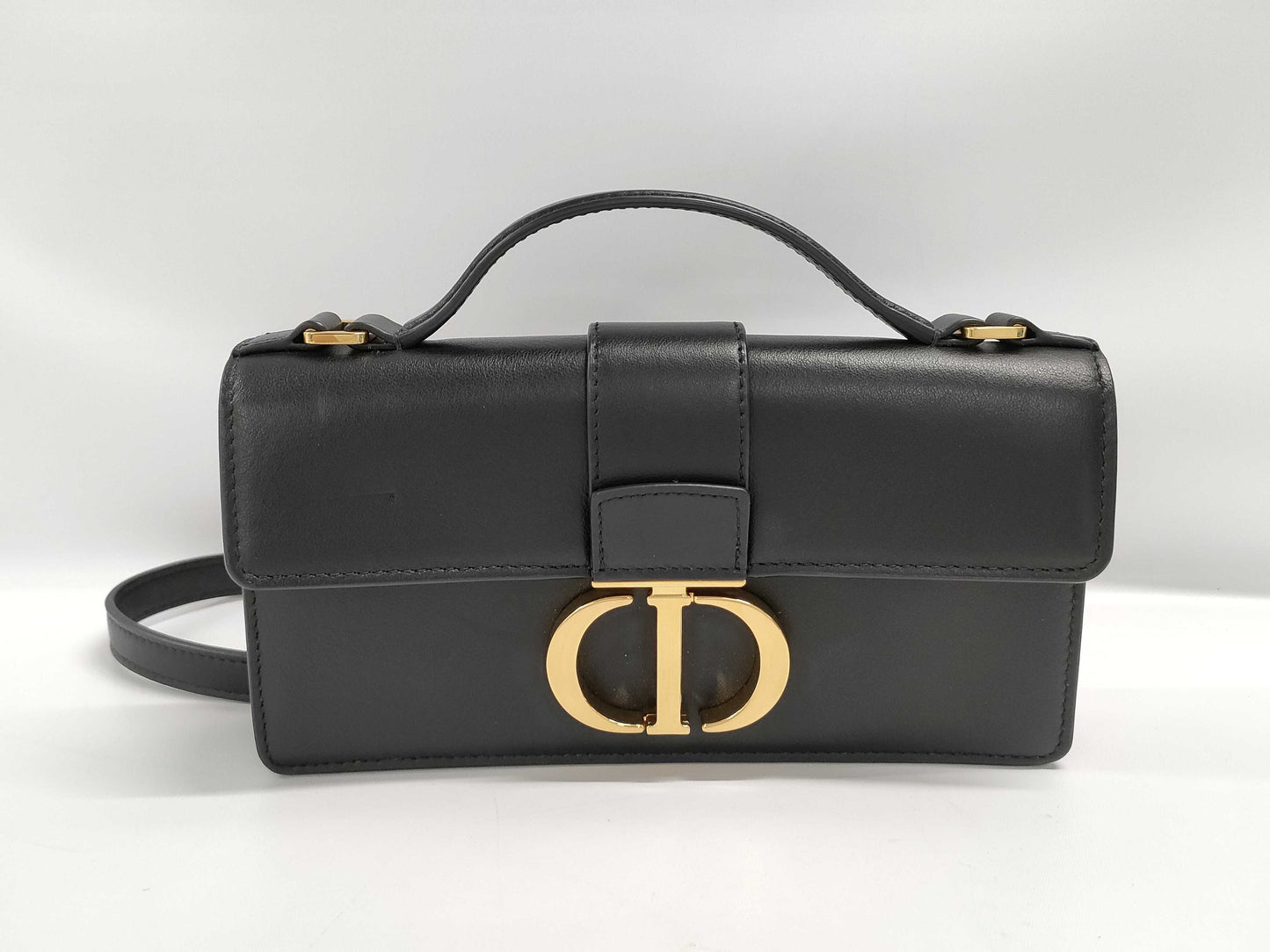 Dior Miss Montaigne Mini Black Leather Shoulder Bag with Gold Hardware