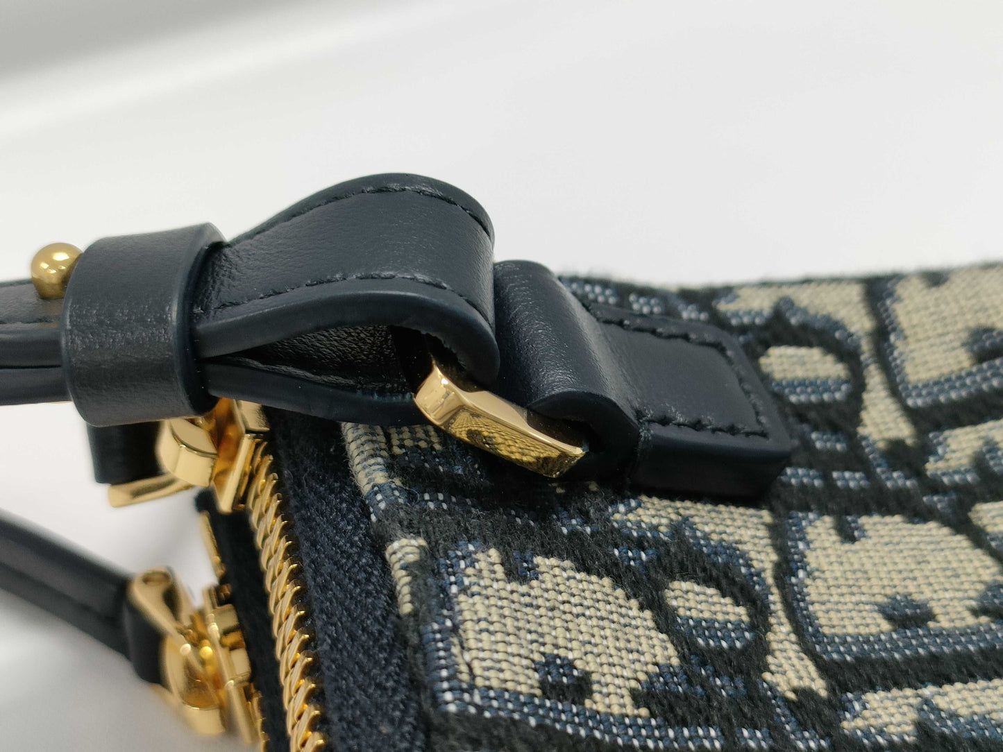 Dior Oblique Shoulder Pouch, Navy with Gold Hardware, Canvas Shoulder Bag