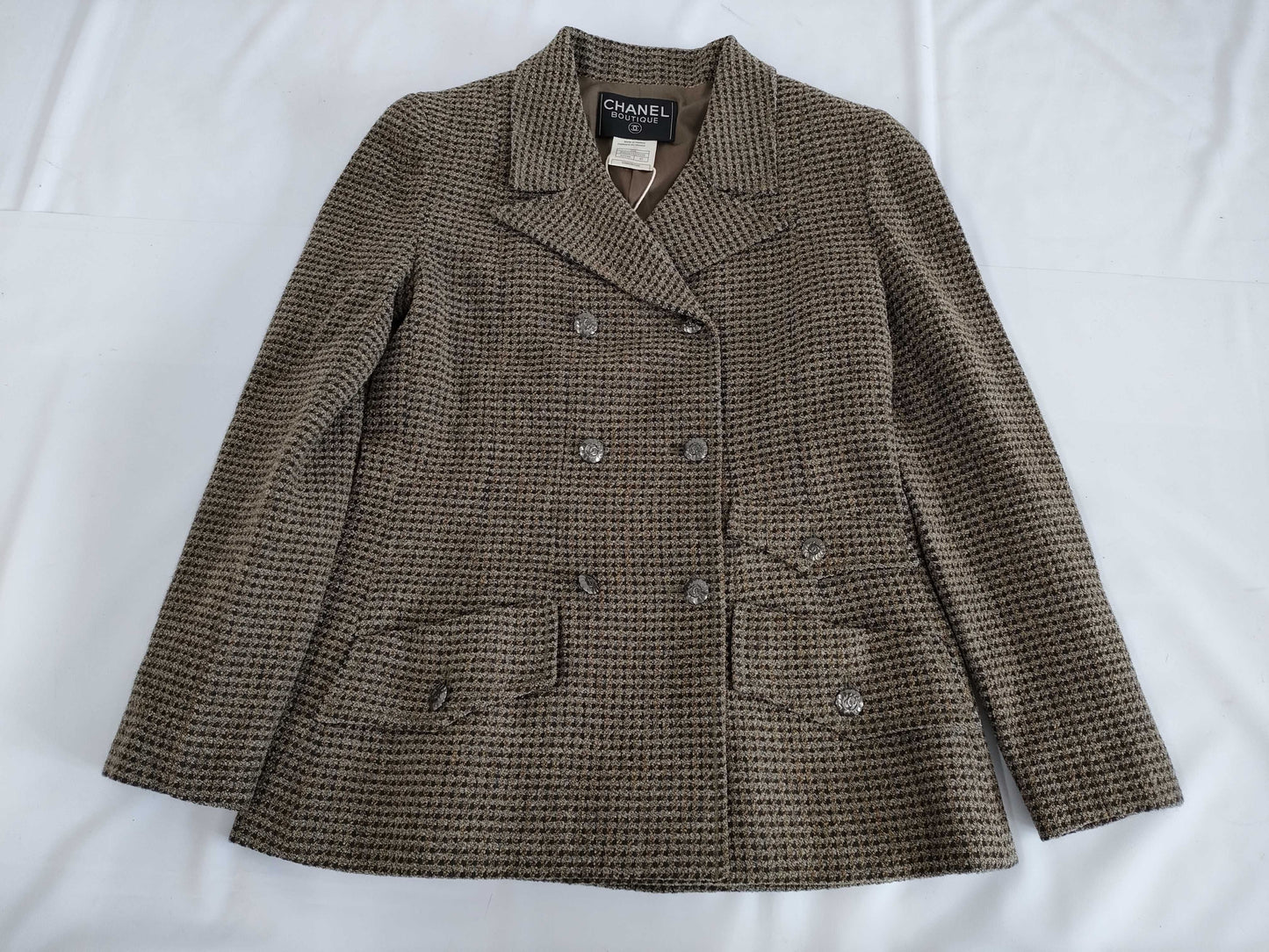 CHANEL FLOWER COCO MARK BUTTON DOUBLE TAILORD JACKET Size 40 Jacket