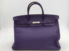 HERMES Birkin 40 Taurillon Clemence Leather Iris Silver Hardware □N Stamp Handbag