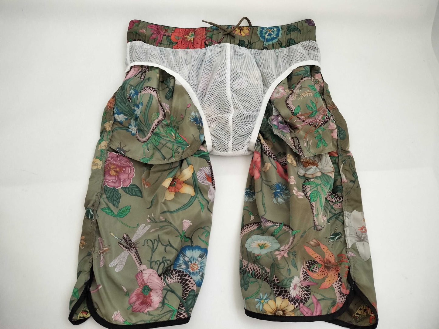 GUCCI GUCCI Nylon Floral Shorts Khaki 430782 Pants