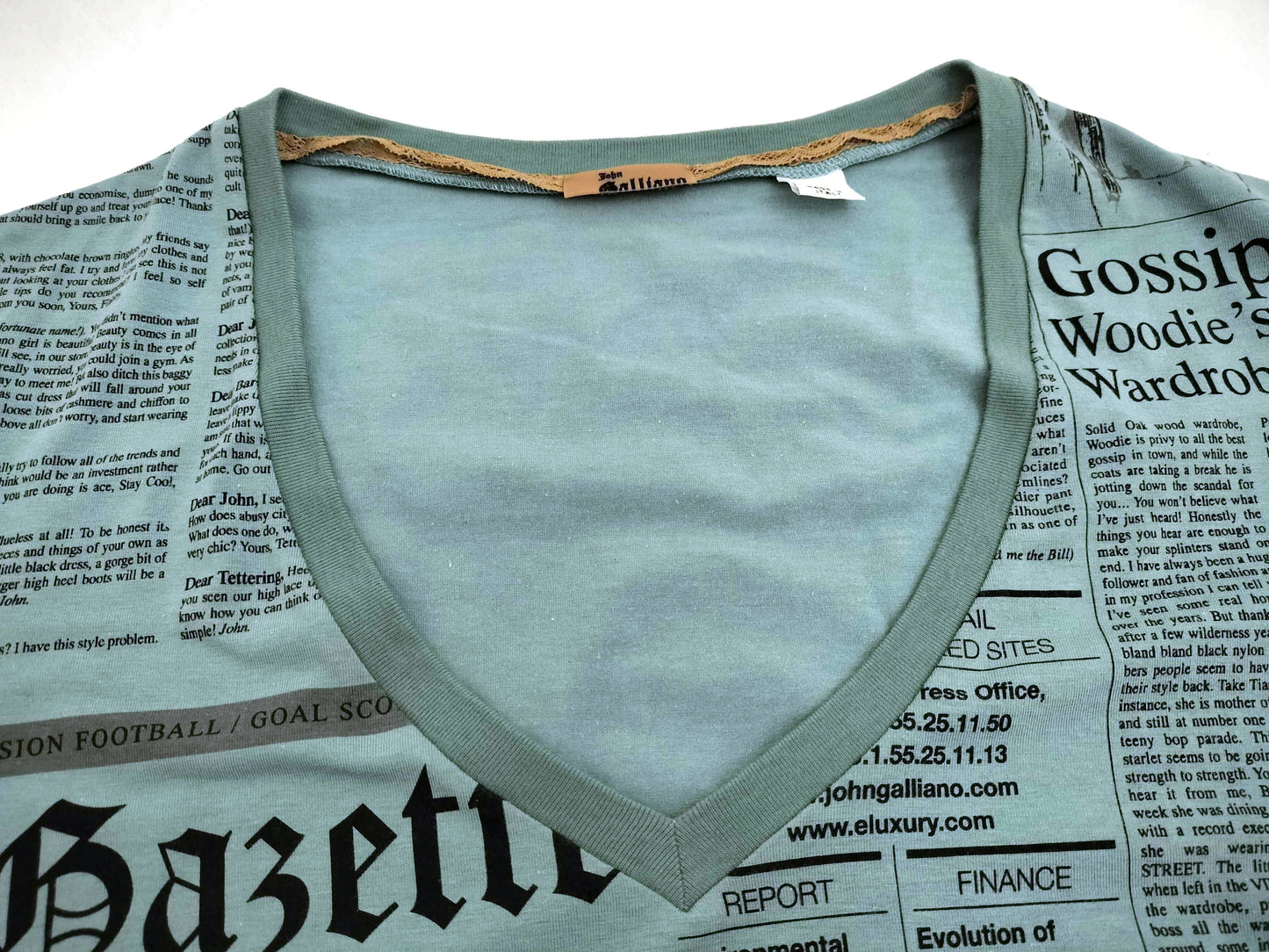 John Galliano Newspaper V-Neck T-Shirt