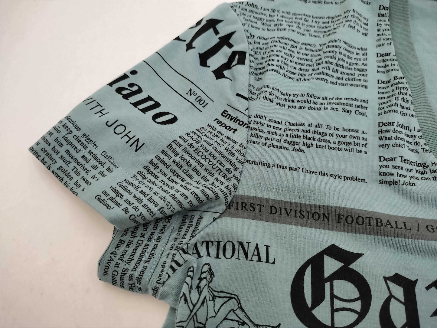 John Galliano Newspaper V-Neck T-Shirt