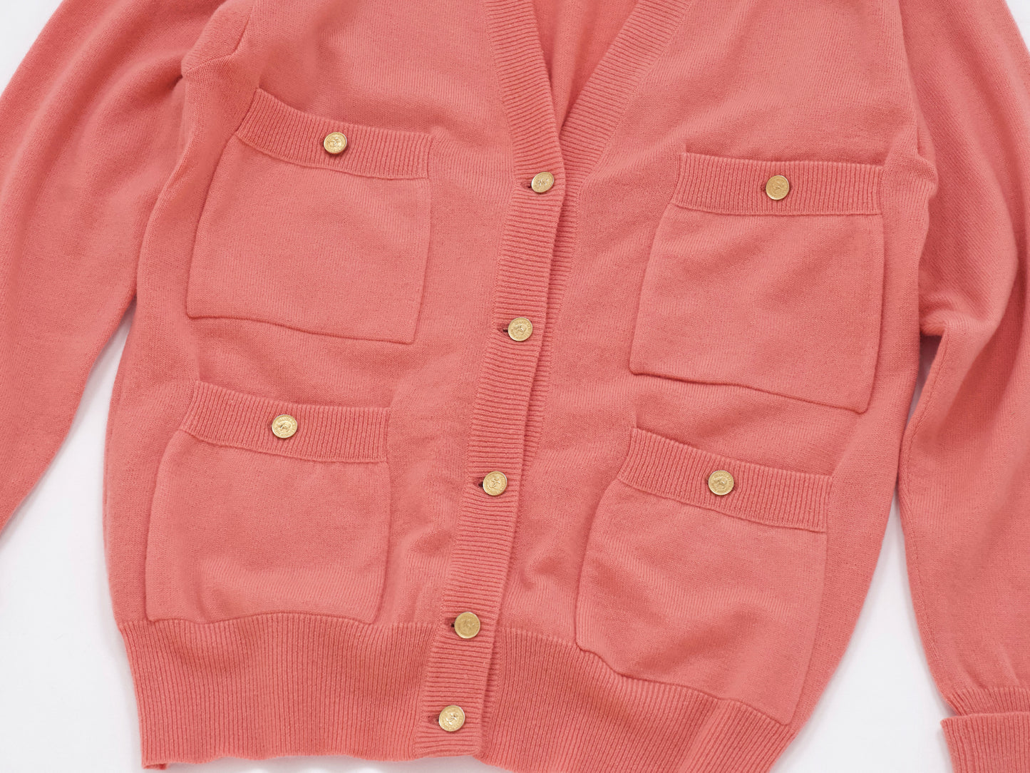 CHANEL 80s 4-pocket cashmere knit cardigan, size 36