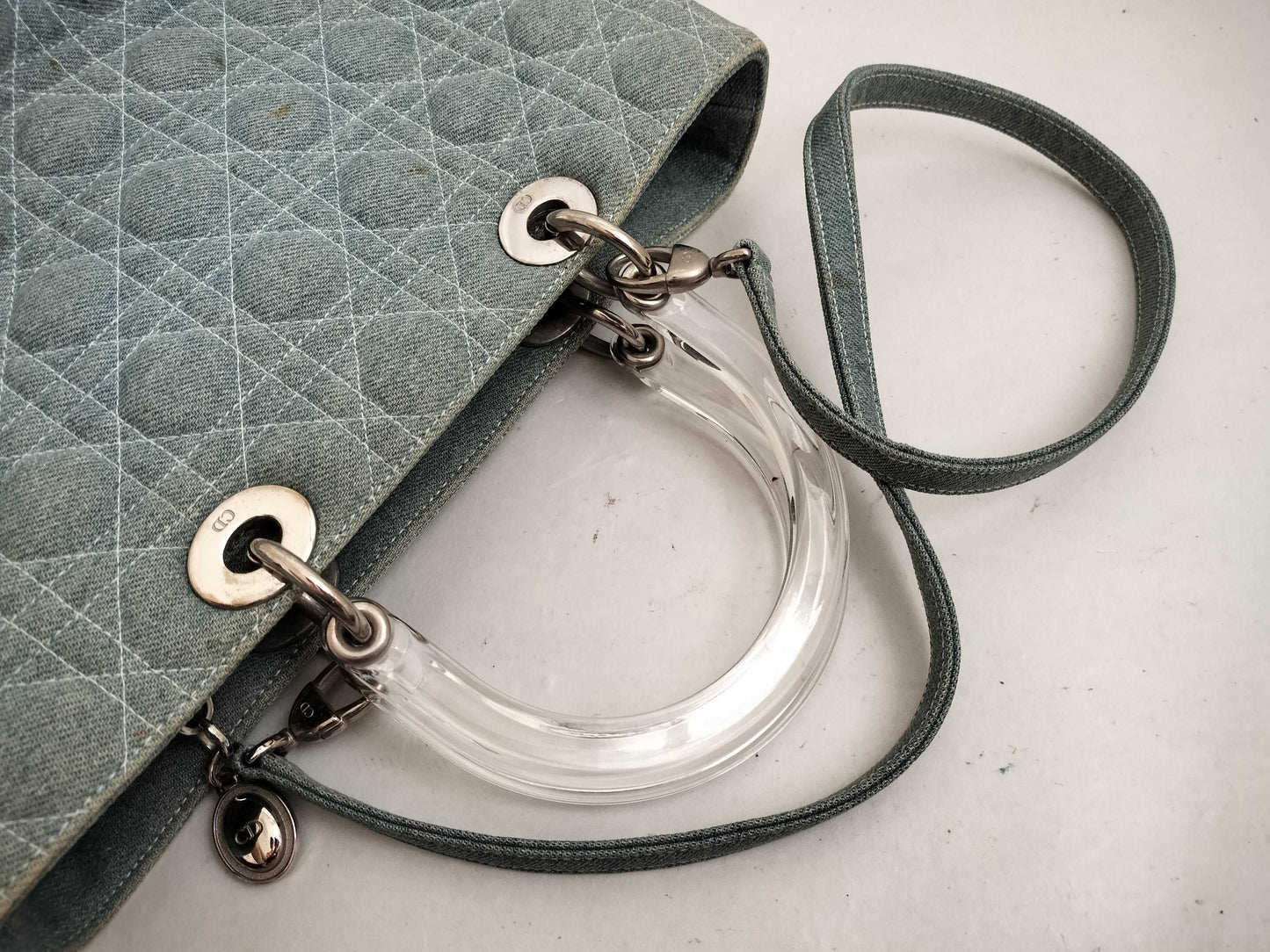 Dior Lady Dior N51262 Cannage Denim Light Blue Tote Bag