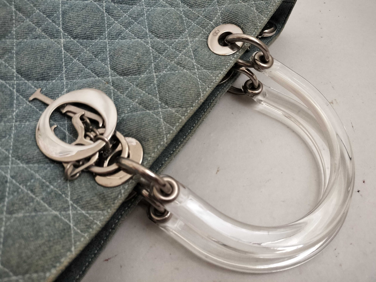 Dior Lady Dior N51262 Cannage Denim Light Blue Tote Bag