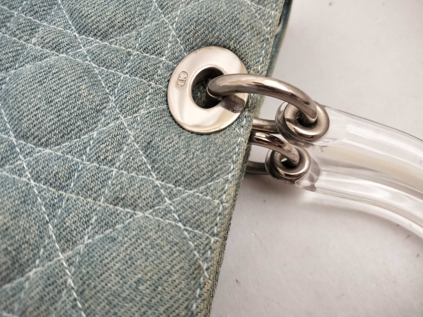 Dior Lady Dior N51262 Cannage Denim Light Blue Tote Bag