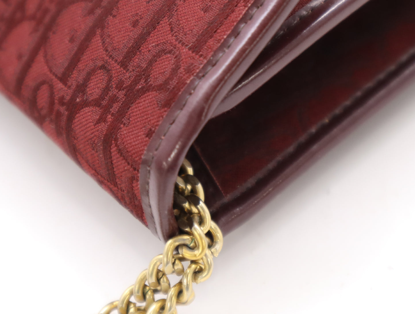 Dior Canvas x Leather Chain Shoulder Bag Bordeaux Shoulder Bag