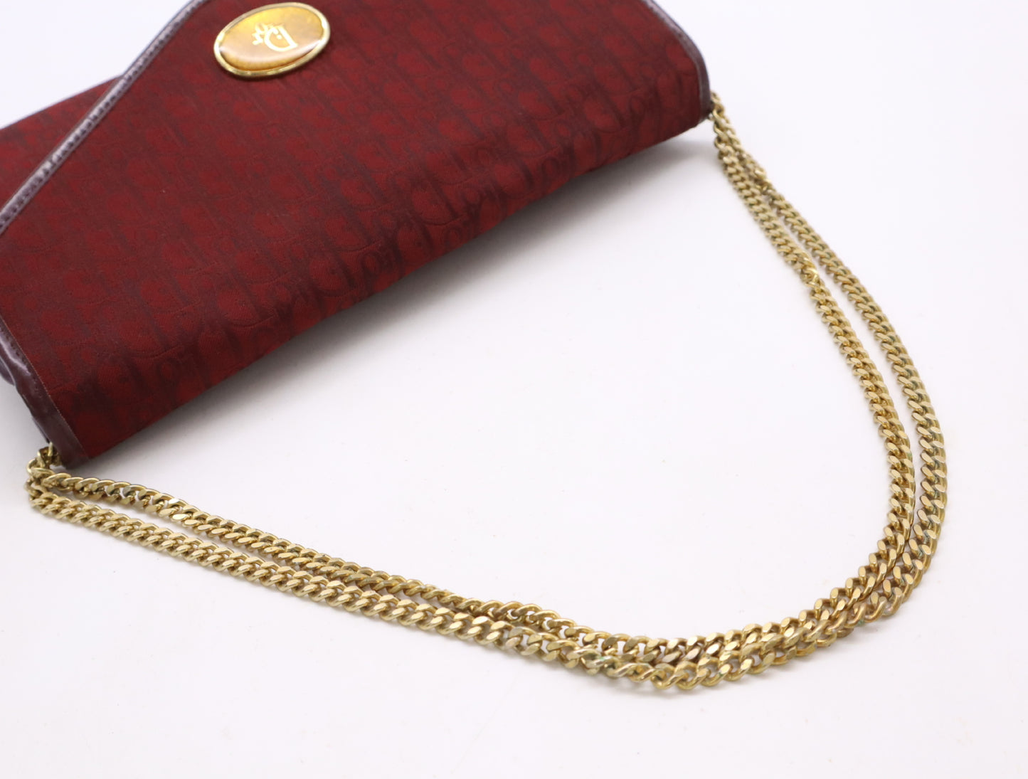 Dior Canvas x Leather Chain Shoulder Bag Bordeaux Shoulder Bag